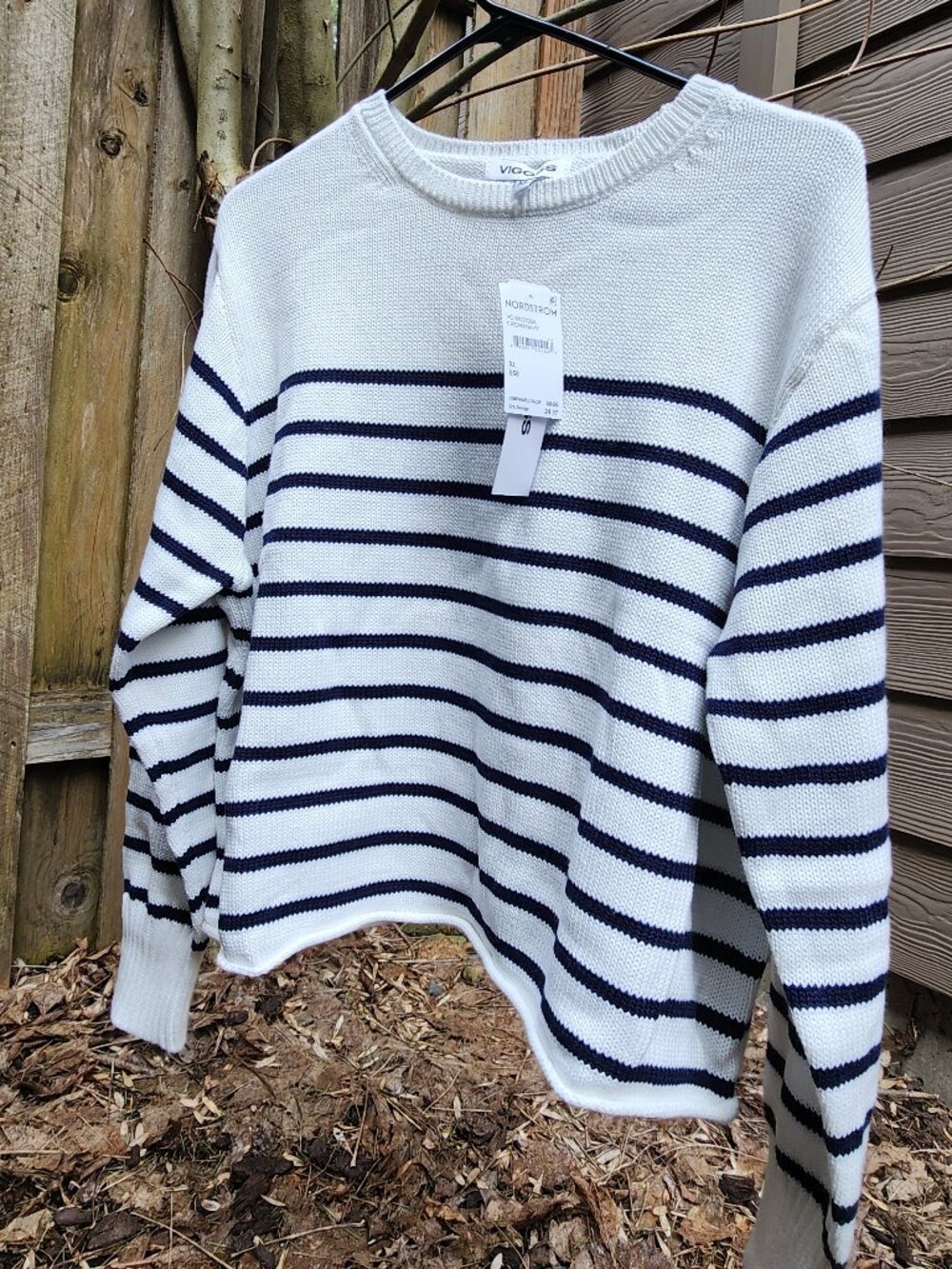 *NWT* XL Vigoss Pullover Stripe Boxy Crop Crewneck Long Sleeve Sweater
